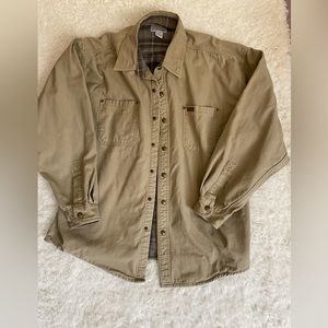Carhartt Jacket XL Tan Plaid Lined Snap Buttons